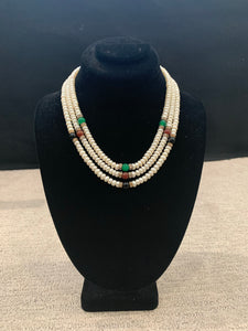 Triple pearl with stones necklace